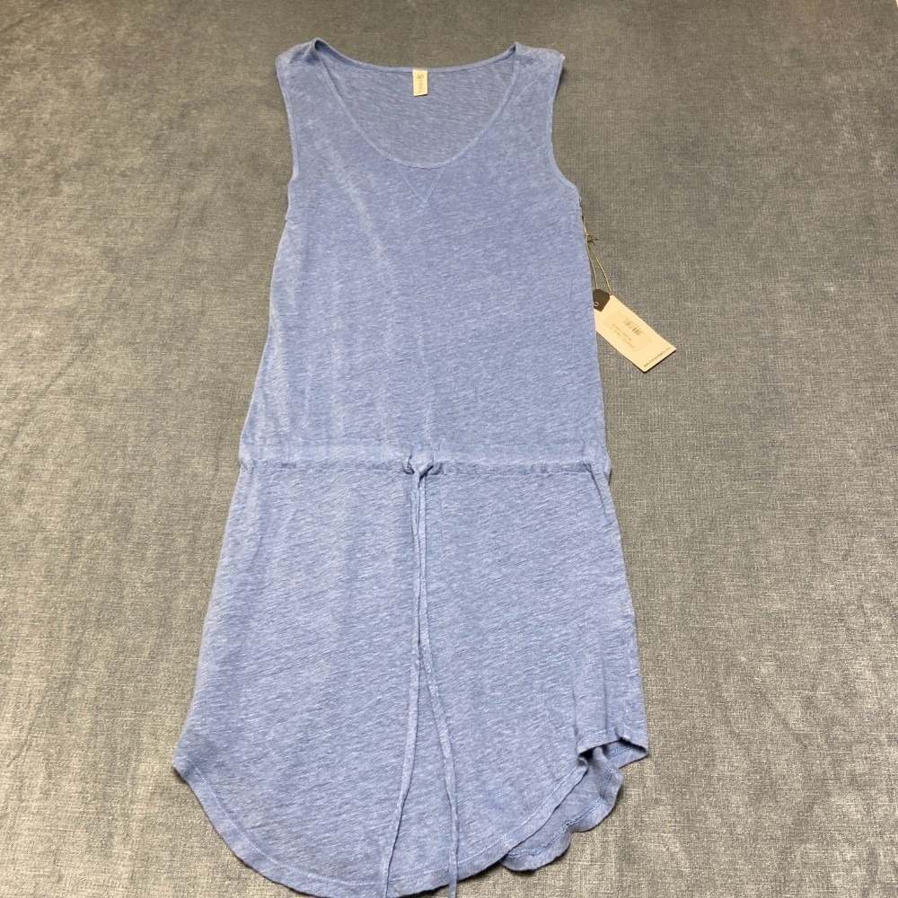 Ever Melanie Tank Dress Womens Heather Blue Drawcord Waist Summer Scoop Neck